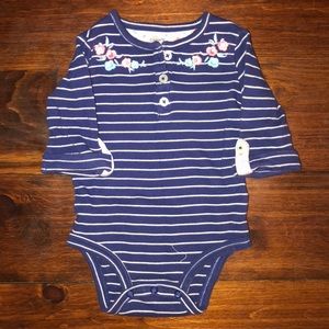 Carters striped 3/4 sleeve onesie
